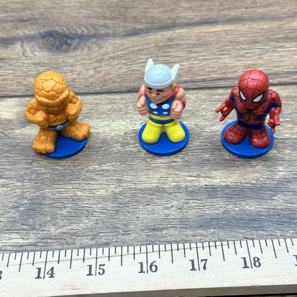 TM MARVEL‎ PVC SUPER Heroes Lot of 3. Spider Man, Thor, And Thing.
